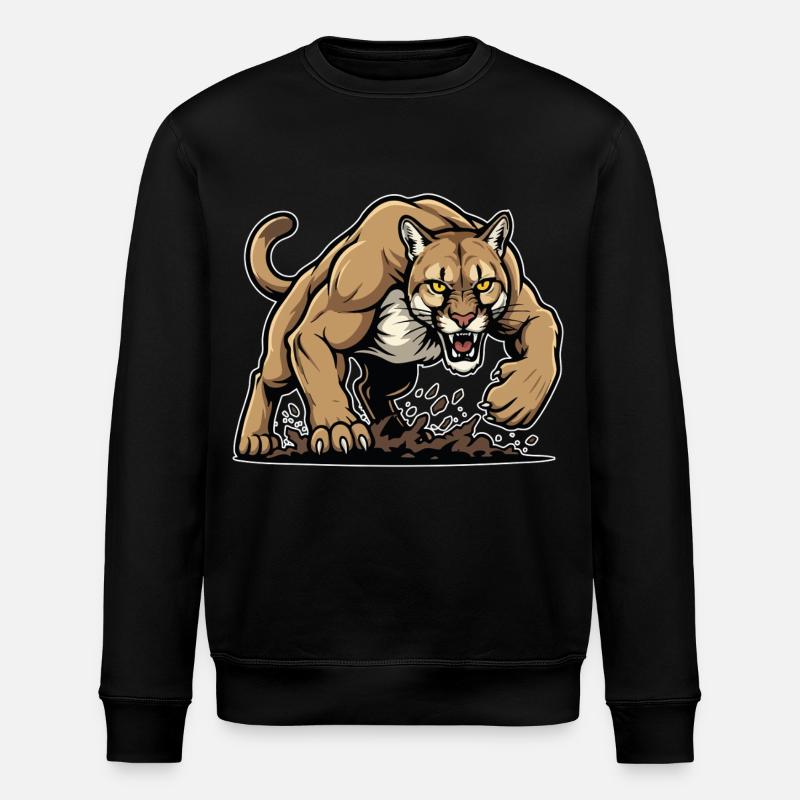 Cougar Berglöwe Wildmaskottchen - Stanley/Stella Unisex Bio-Sweatshirt ROLLER - Schwarz