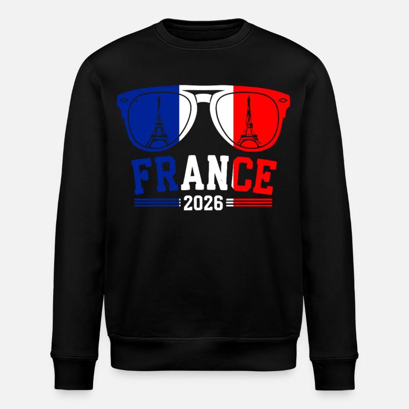 Frankreich 2026 Eiffelturm Brille - Stanley/Stella Unisex Bio-Sweatshirt ROLLER - Schwarz