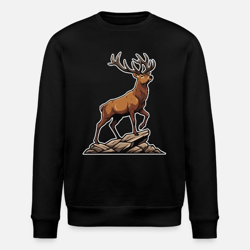 Majestätischer Hirschwald-Logo Maskottchenhirsch - Stanley/Stella Unisex Bio-Sweatshirt ROLLER - Schwarz
