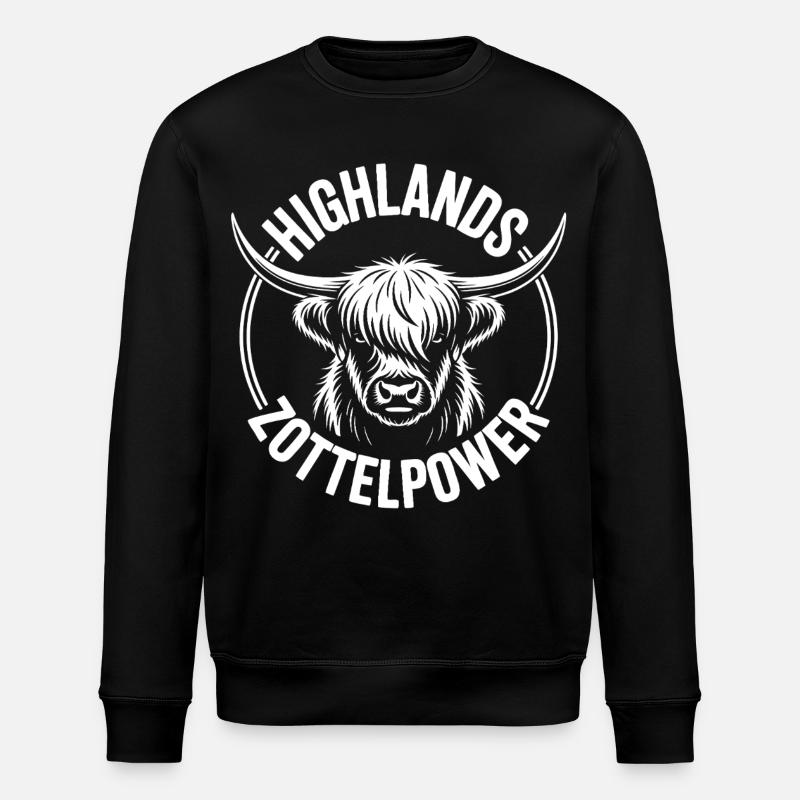 Highlandrinder Highlands - Stanley/Stella Unisex Bio-Sweatshirt ROLLER - Schwarz