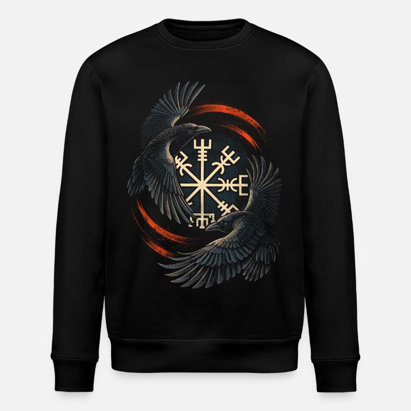 Skandinavisch Wikinger Raben - Stanley/Stella Unisex Bio-Sweatshirt ROLLER - Schwarz