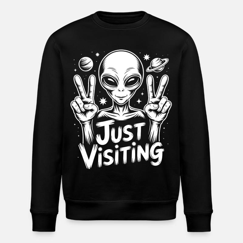 Alien Peace Visitor - Stanley/Stella ROLLER Unisex Organic Sweatshirt - black