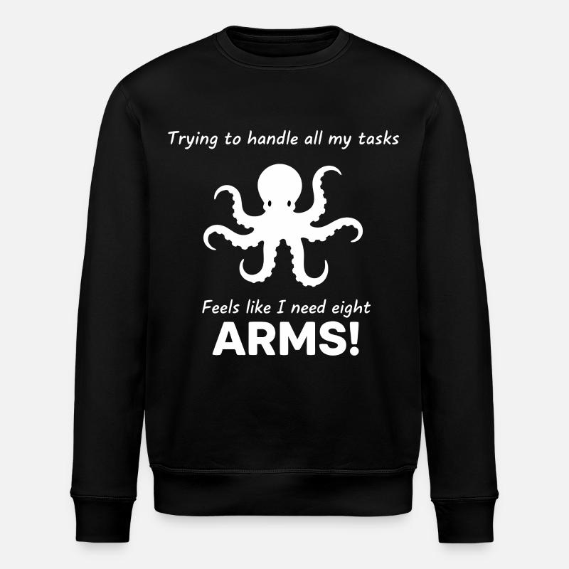Lustiger Oktopus Stress Büro - Stanley/Stella Unisex Bio-Sweatshirt ROLLER - Schwarz