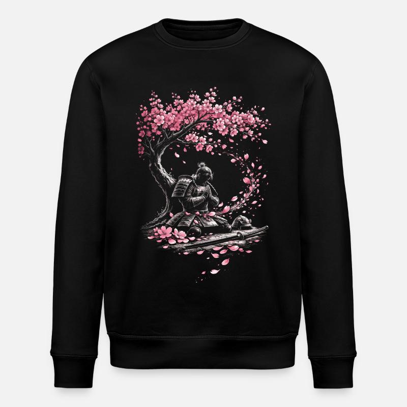 Cherry Blossom Sakura Cherry Blossom - Stanley/Stella ROLLER Unisex Organic Sweatshirt - black