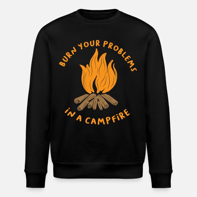 Burn Your Problems Lagerfeuer-Shirt - Stanley/Stella Unisex Bio-Sweatshirt ROLLER - Schwarz