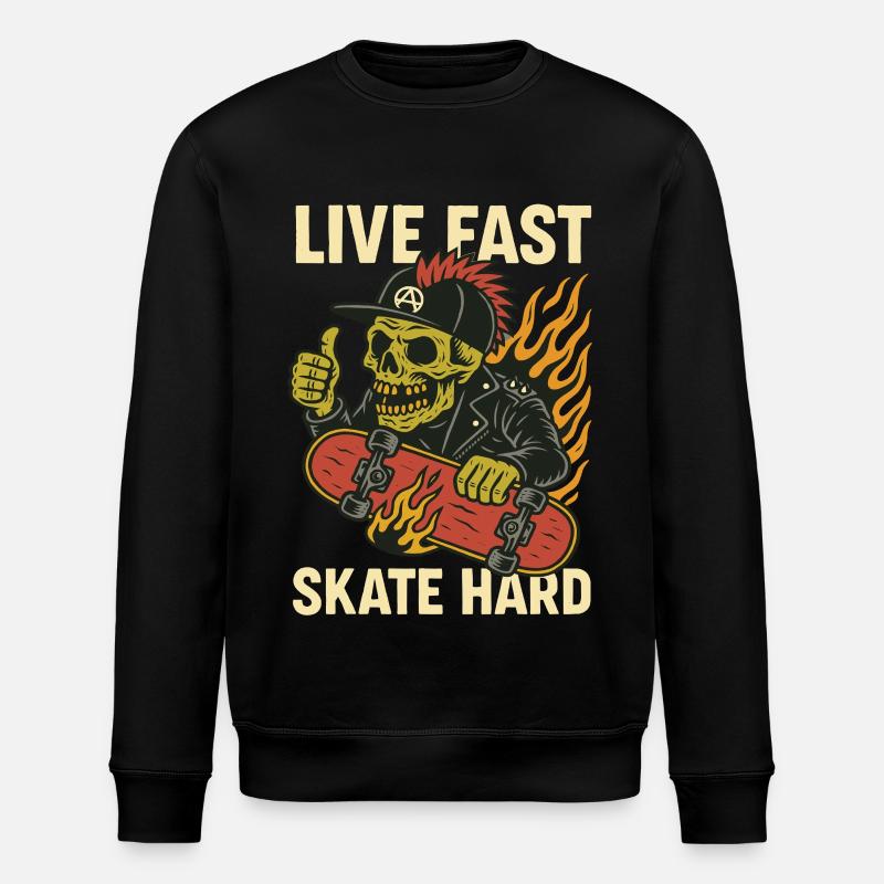 Live Quick Skate Hard Skull - Stanley/Stella Unisex Bio-Sweatshirt ROLLER - Schwarz