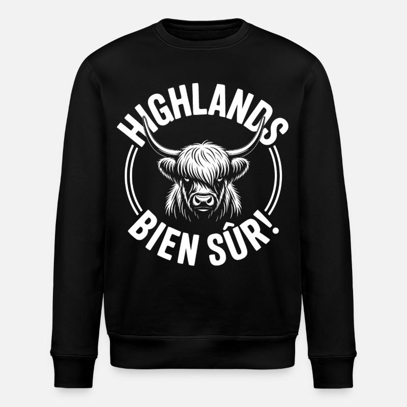 Vache Highland Écossaise – Highland Cow - Sweat bio ROLLER Stanley/Stella Unisexe - noir