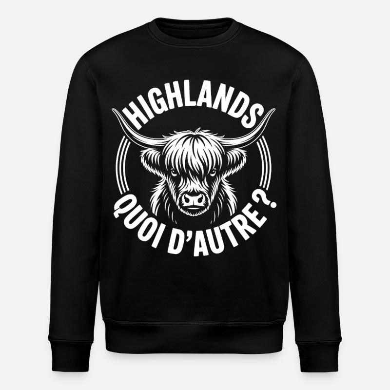 Vache Highland Écossaise – Highland Cow - Sweat bio ROLLER Stanley/Stella Unisexe - noir
