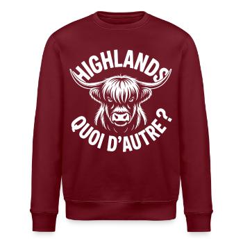 Highlands Ox Longhorn Monochrome - Stanley/Stella ROLLER Unisex Organic Sweatshirt - burgundy - Front - Nik (191cm)