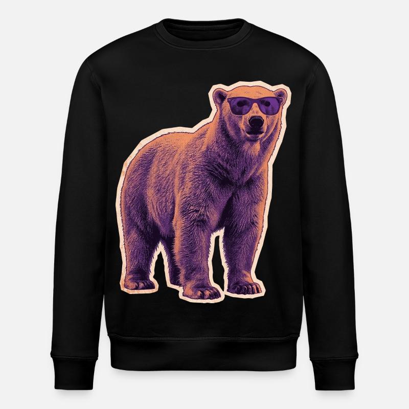 Summer Polar Bear Sunglasses - Stanley/Stella ROLLER Unisex Organic Sweatshirt - black
