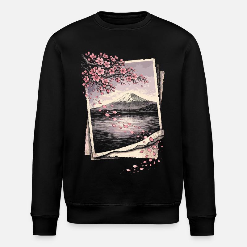 Cherry Blossom Sakura Cherry Blossom - Stanley/Stella ROLLER Unisex Organic Sweatshirt - black