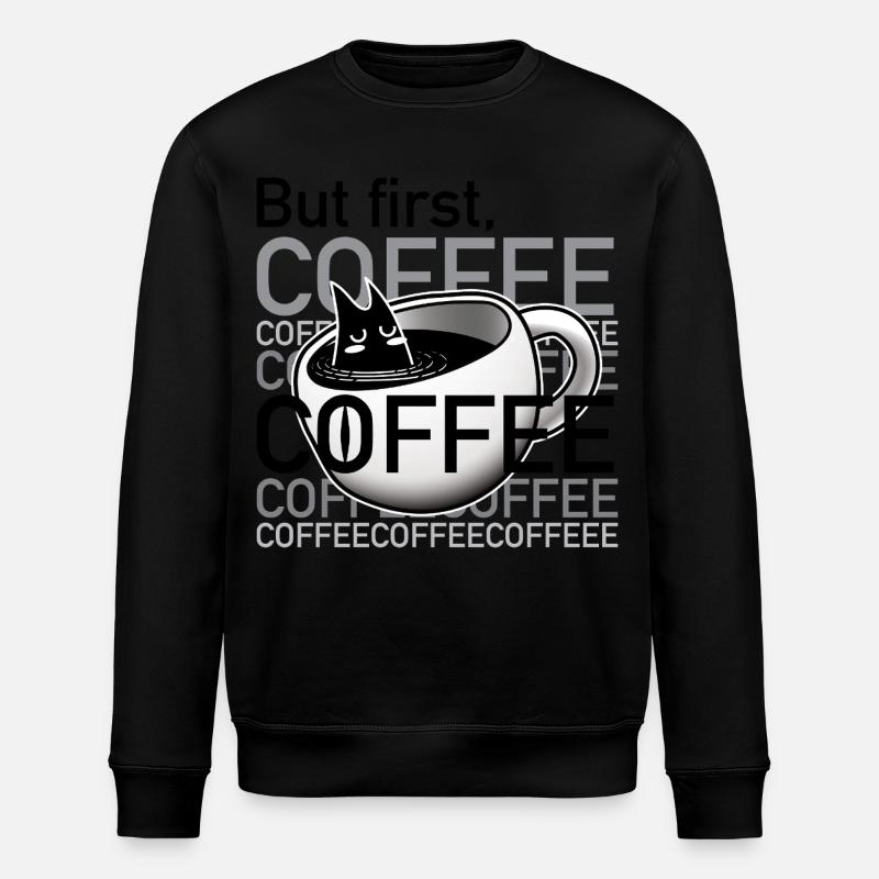 Sleepy_Coffee_cat_in_cup - Sweat bio ROLLER Stanley/Stella Unisexe - noir