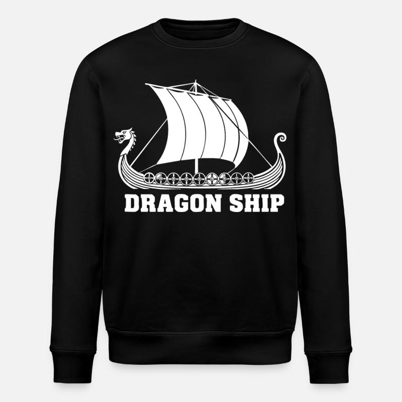 Drakkar-Drachen-Schiff Wikinger-Norse-Schiff - Stanley/Stella Unisex Bio-Sweatshirt ROLLER - Schwarz