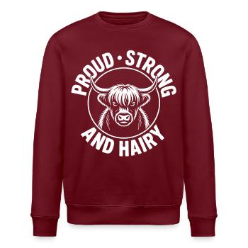Highland Zottelpower - Stanley/Stella Unisex Bio-Sweatshirt ROLLER - Burgunderrot - Vorne - Nik (191cm)
