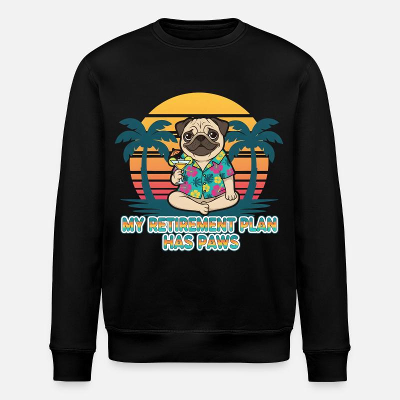 Dog Pug Pug Paws -eläkeeläke - Stanley/Stella ROLLER unisex luomu-collegepaita - musta