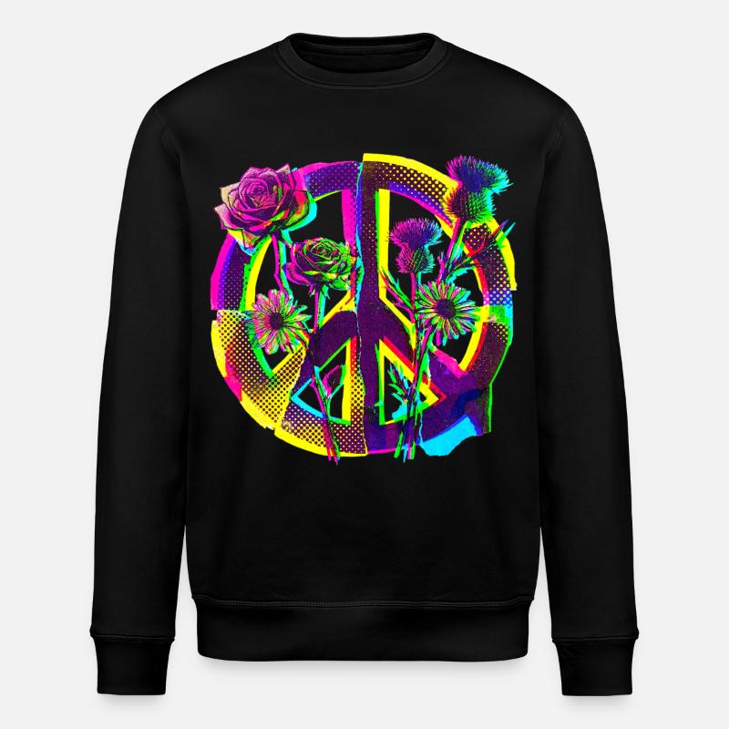 Peace Flowers Peace Demo - Stanley/Stella ROLLER Unisex Organic Sweatshirt - black