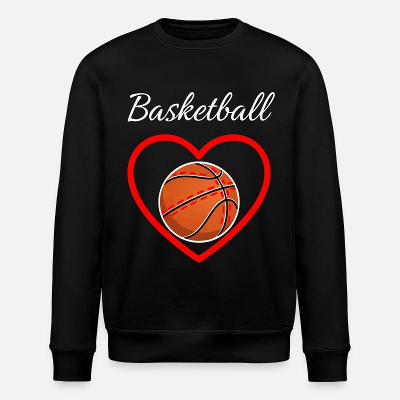 Basketball Herz Liebe - Stanley/Stella Unisex Bio-Sweatshirt ROLLER - Schwarz