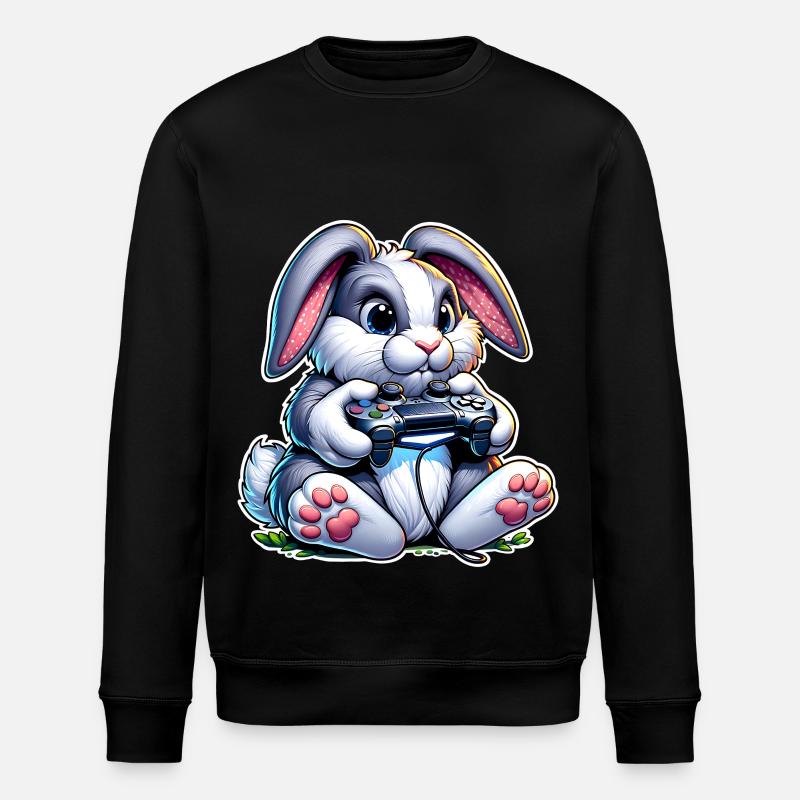 Gamer Hase mit Controller - Stanley/Stella Unisex Bio-Sweatshirt ROLLER - Schwarz