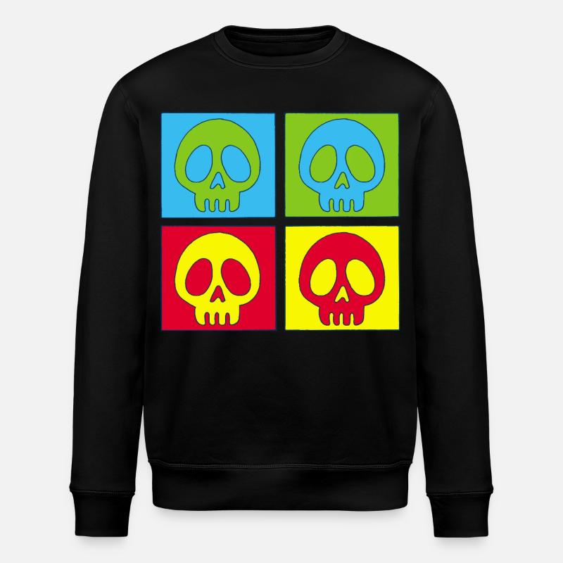 Skulls and four-colour printing - Stanley/Stella ROLLER Unisex Organic Sweatshirt - black