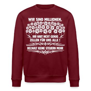 Wir Sind Millionen - Stanley/Stella Unisex Bio-Sweatshirt ROLLER - Burgunderrot - Vorne - Nik (191cm)