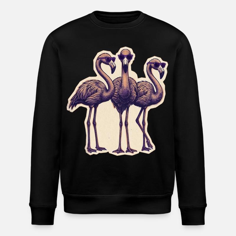 Flamingos Mit Sonnenbrille - Stanley/Stella Unisex Bio-Sweatshirt ROLLER - Schwarz