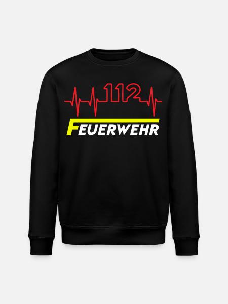 Feuewehr 112 - Stanley/Stella Unisex Bio-Sweatshirt ROLLER - Schwarz