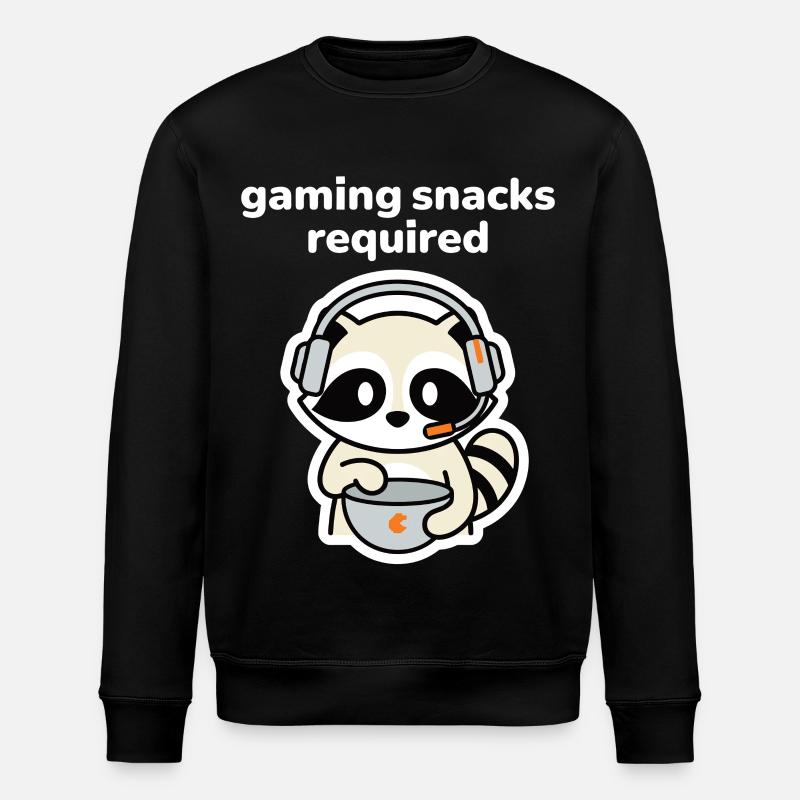 Gaming Snacks Required Waschbär Gamer - Stanley/Stella Unisex Bio-Sweatshirt ROLLER - Schwarz