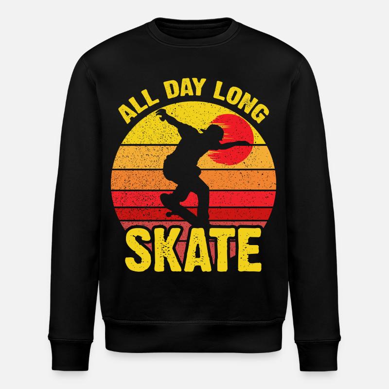 Ganztägiger Skate Retro Sunset - Stanley/Stella Unisex Bio-Sweatshirt ROLLER - Schwarz