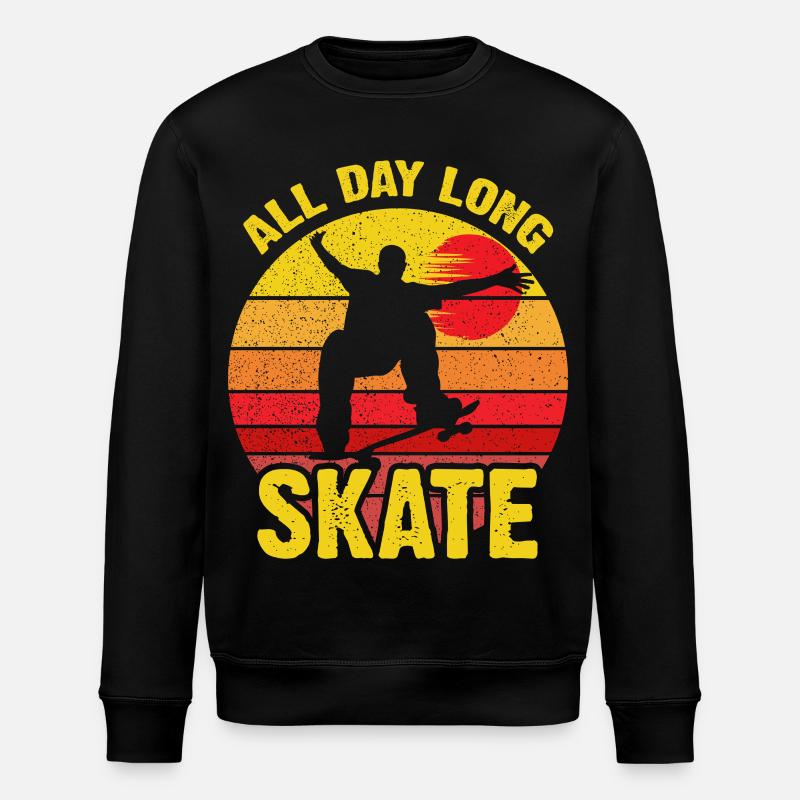 All Day Long Skate Retro Sunset - Stanley/Stella ROLLER Unisex Organic Sweatshirt - black