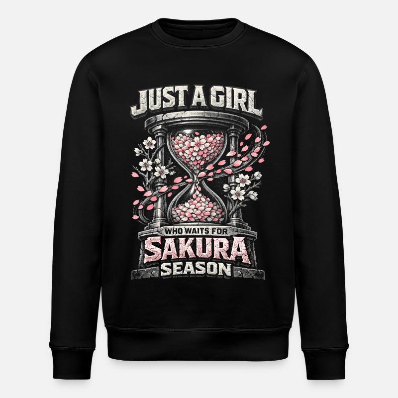 Cherry Blossom Sakura Cherry Blossom - Stanley/Stella ROLLER Unisex Organic Sweatshirt - black