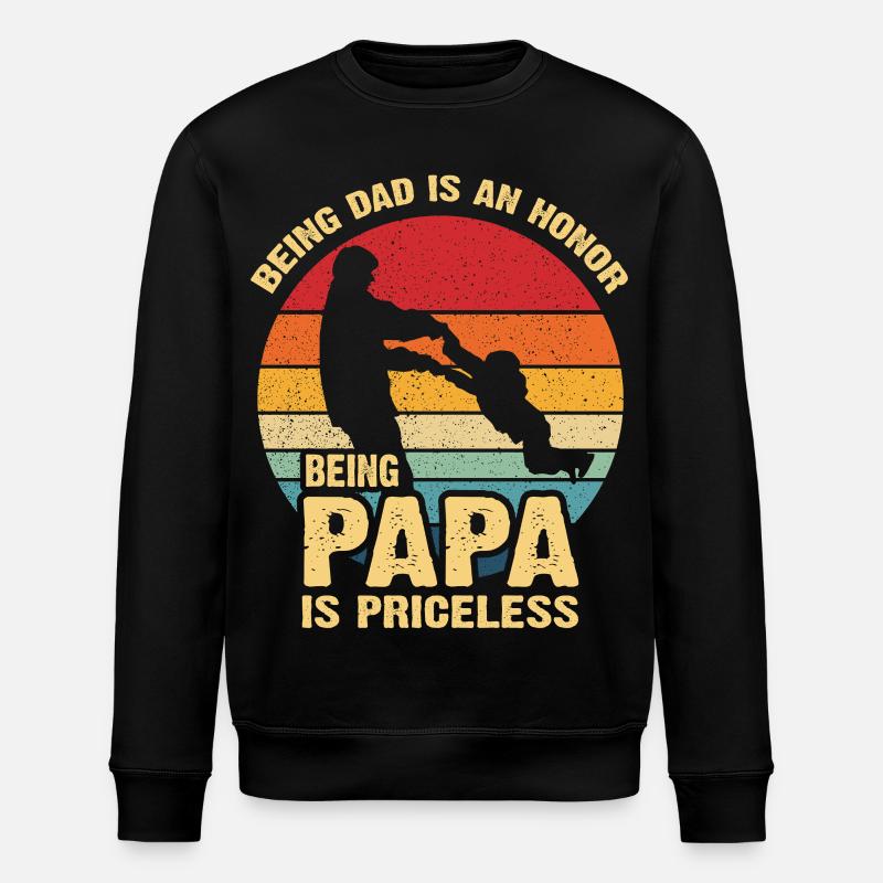 Papa Pride Sonnenuntergang Retro - Stanley/Stella Unisex Bio-Sweatshirt ROLLER - Schwarz