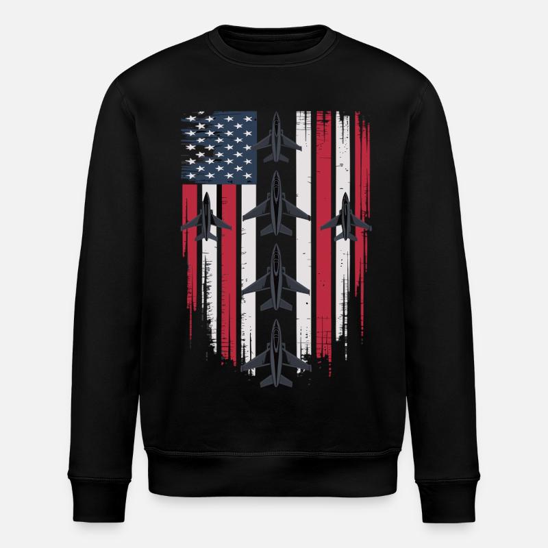 Jet Fighter USA Flag – Avion pilote - Sweat bio ROLLER Stanley/Stella Unisexe - noir