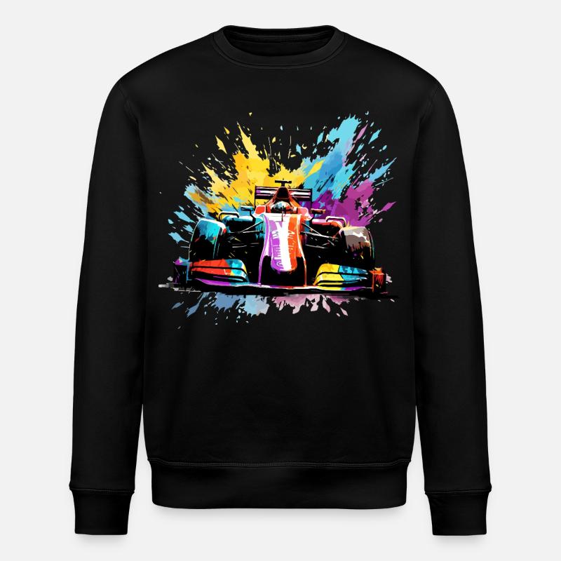 Rennwagen-Geschwindigkeit Bunte Splash-Art-Rennfahrer - Stanley/Stella Unisex Bio-Sweatshirt ROLLER - Schwarz