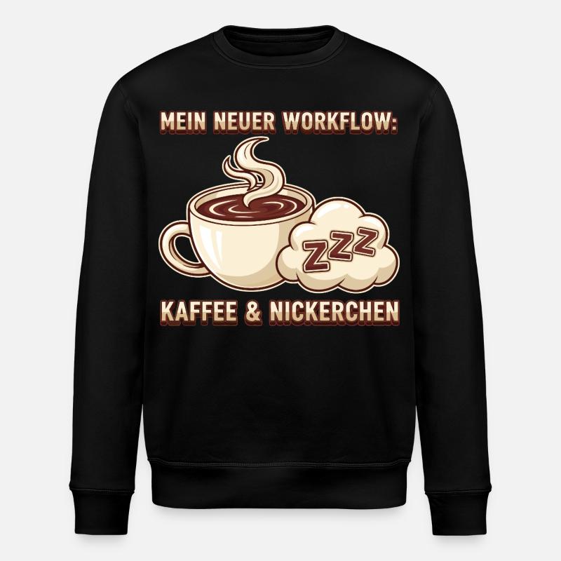 Kaffee Nickerchen Workflow - Stanley/Stella Unisex Bio-Sweatshirt ROLLER - Schwarz