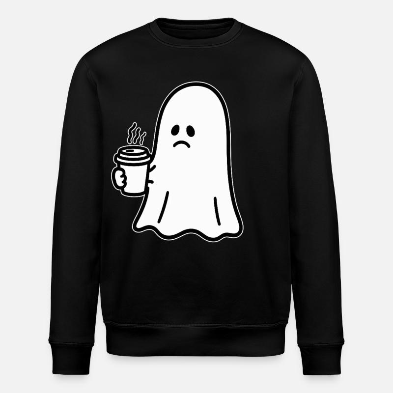 Geist Kaffee Halloween Süßes oder Saures - Stanley/Stella Unisex Bio-Sweatshirt ROLLER - Schwarz