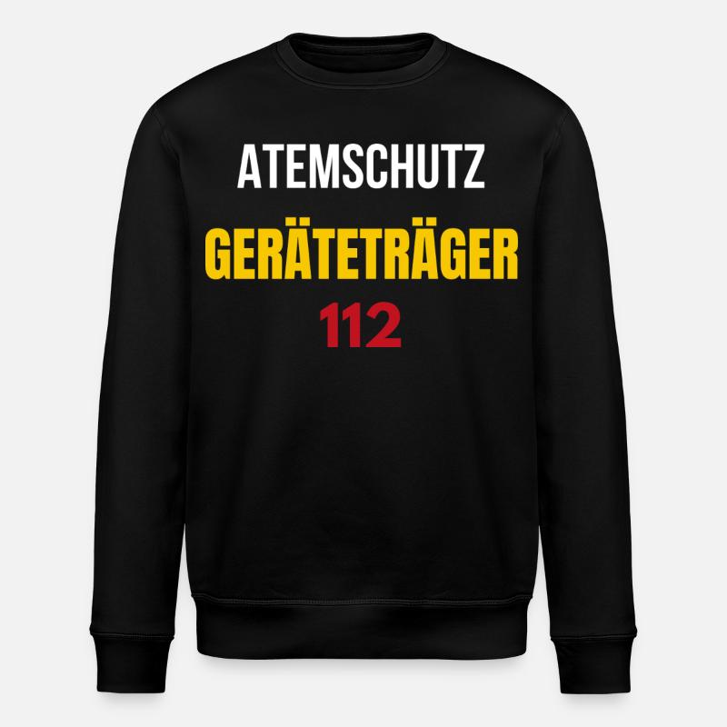 Atemschutzgeräteträger 112 Feuerwehr T‑Shirt - Stanley/Stella Unisex Bio-Sweatshirt ROLLER - Schwarz