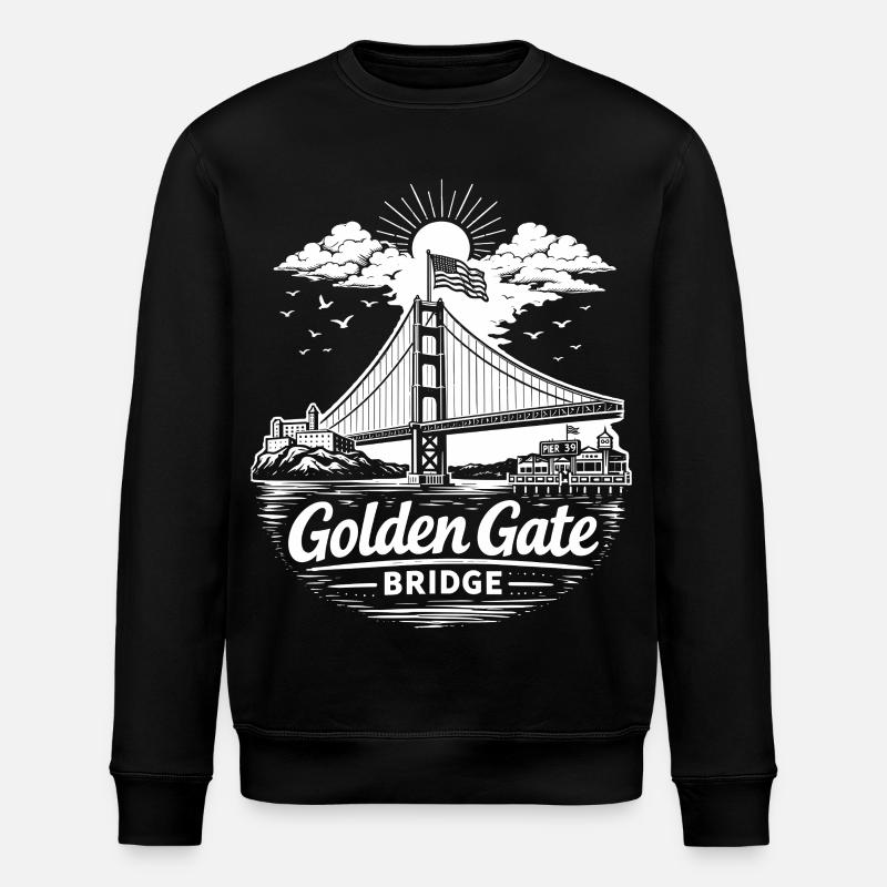 Most Golden Gate, San Francisco, Kalifornia - Ekologiczna bluza typu unisex Stanley/Stella ROLLER - czarny
