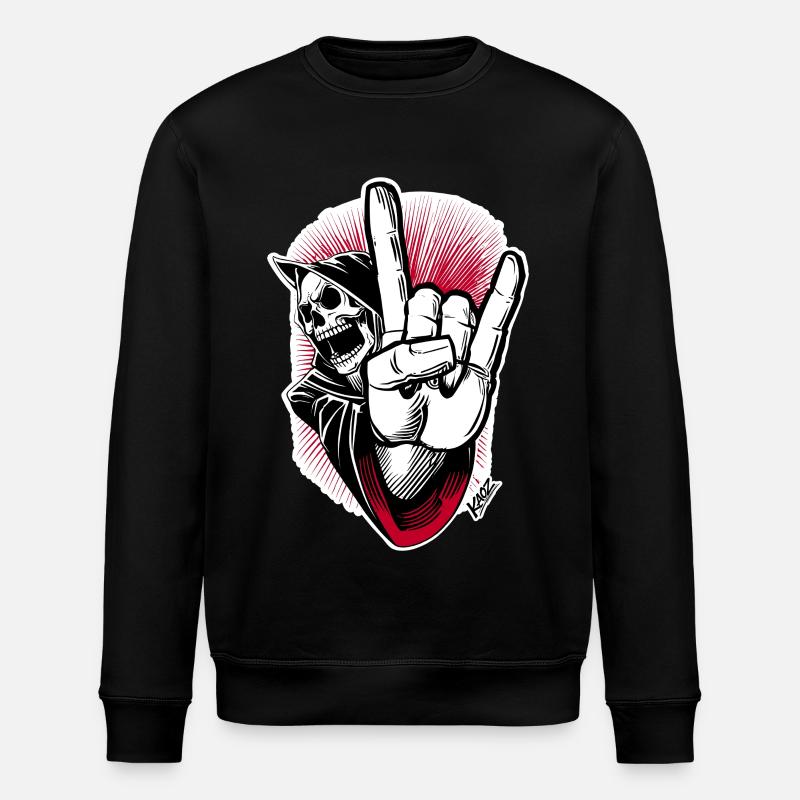Skelett Rock-Hand Illustration - Stanley/Stella Unisex Bio-Sweatshirt ROLLER - Schwarz