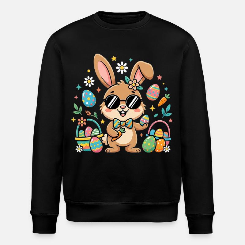 Happy Easter Cool Bunny - Stanley/Stella ROLLER Unisex Organic Sweatshirt - black