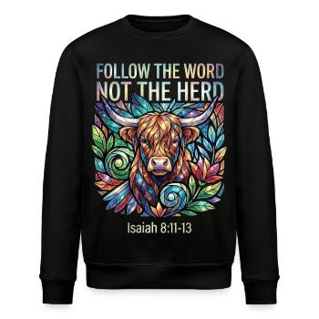 Folge dem Wort Nicht der Herde Christ - Stanley/Stella Unisex Bio-Sweatshirt ROLLER - Schwarz - Vorne - Nik (191cm)