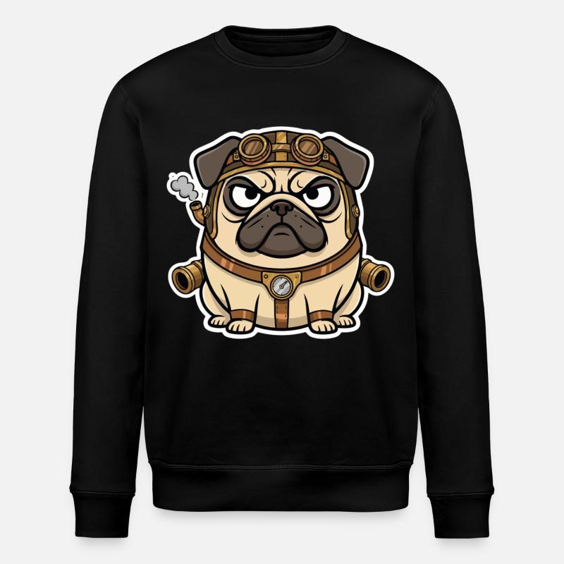 Chien Carlin Steampunk Propulseur Vapeur - Sweat bio ROLLER Stanley/Stella Unisexe - noir