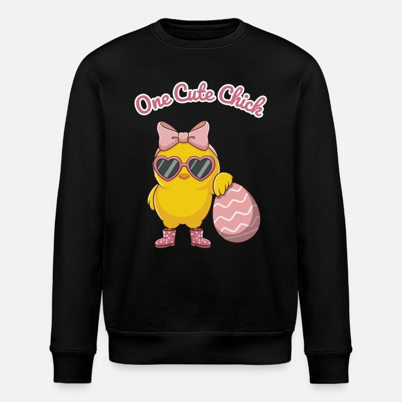 Cute chick with heart glasses - Stanley/Stella ROLLER Unisex Organic Sweatshirt - black
