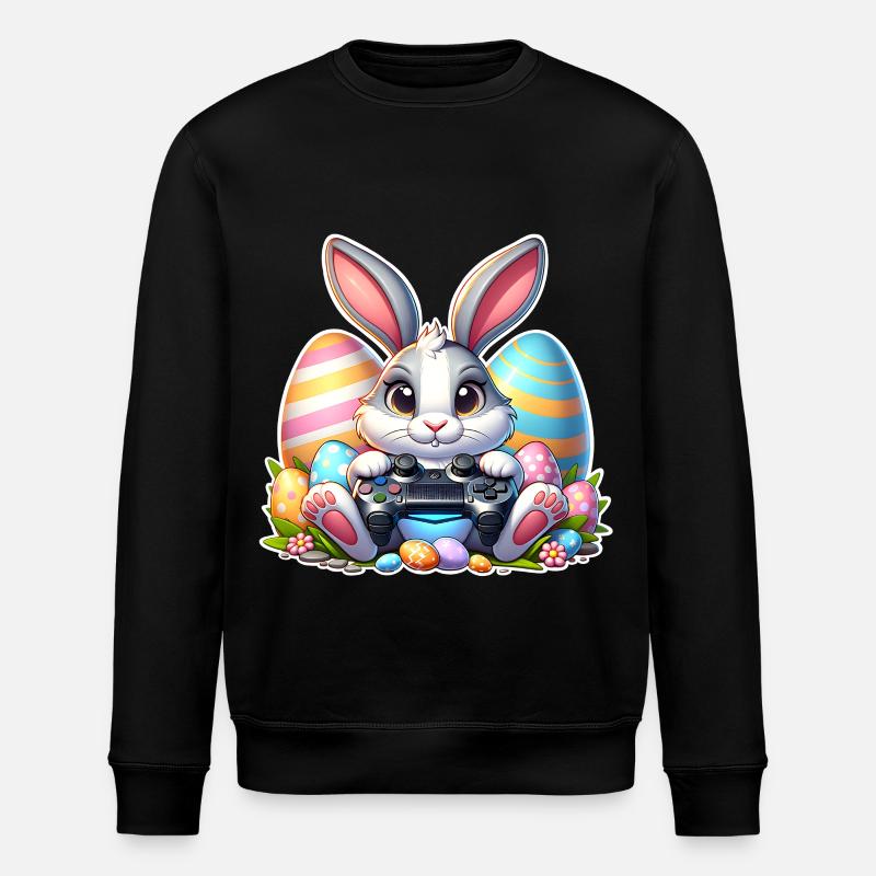 Easter bunny gaming - Stanley/Stella ROLLER Unisex Organic Sweatshirt - black