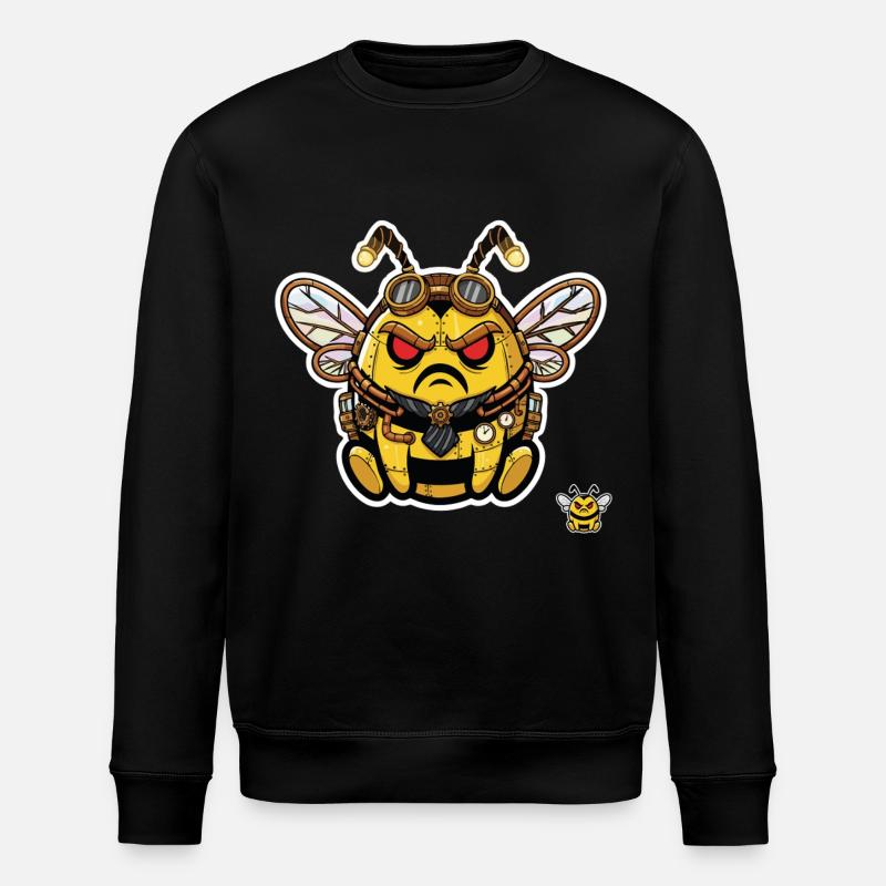 Bionic Edgy Steampunk Cyborg Bee - Stanley/Stella ROLLER Unisex Organic Sweatshirt - black