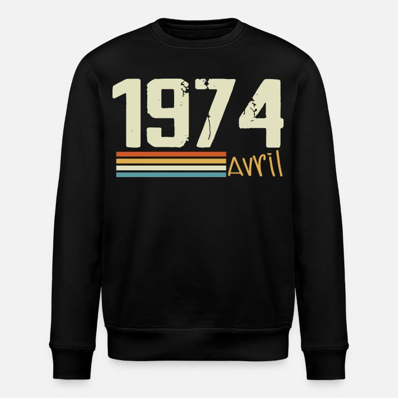 Né en avril 1974 - Sweat bio ROLLER Stanley/Stella Unisexe - noir