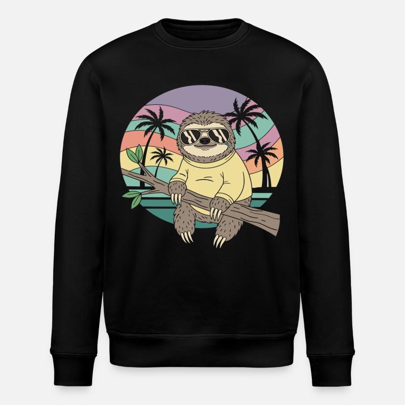 Cooles Faultier Retro Sommer Palmen - Stanley/Stella Unisex Bio-Sweatshirt ROLLER - Schwarz