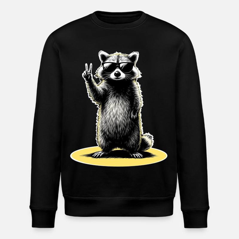 Waschbär Peace - Stanley/Stella Unisex Bio-Sweatshirt ROLLER - Schwarz