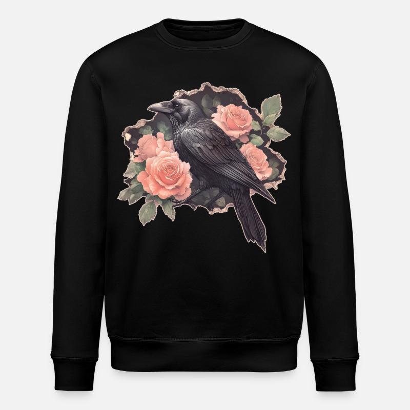 Kruk z różami - Ekologiczna bluza typu unisex Stanley/Stella ROLLER - czarny