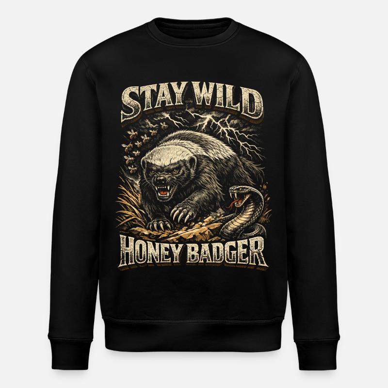 Honigdachs Honey Badger Tier - Stanley/Stella Unisex Bio-Sweatshirt ROLLER - Schwarz