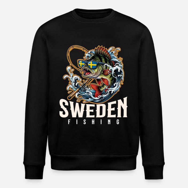 Schweden Angeln - Stanley/Stella Unisex Bio-Sweatshirt ROLLER - Schwarz